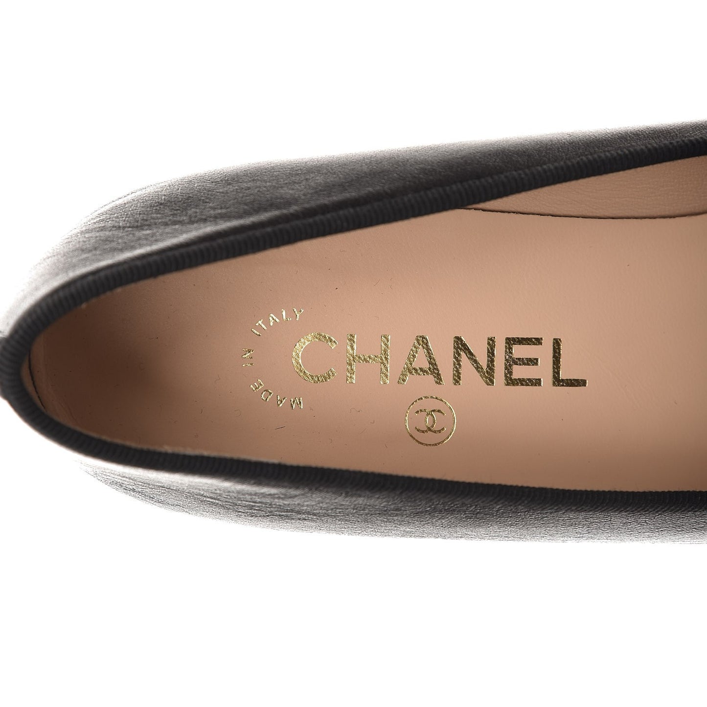 Lambskin Patent Cap Toe Ballerina Flats 40.5 Black