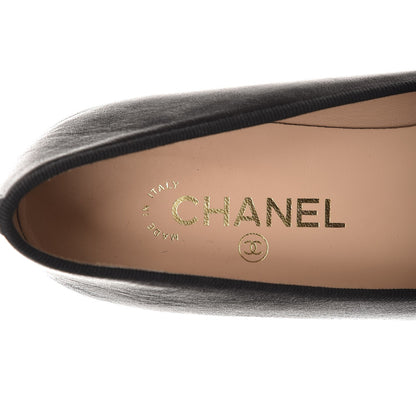 Chanel Lambskin Patent Cap Toe Ballerina Flats 40.5 Black 8 of 9
