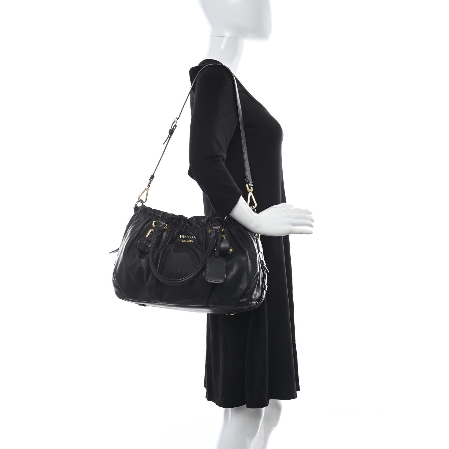 Prada Soft Calf Shopping Bag Black 2 of 13