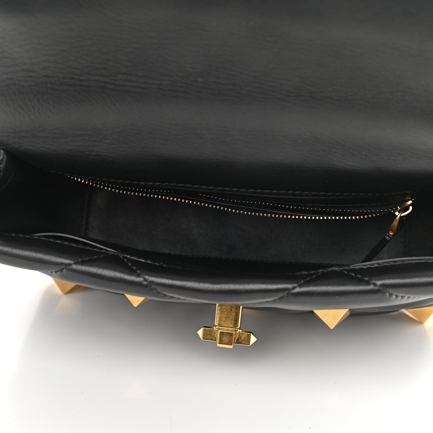 Nappa Large Roman Stud Shoulder Bag Black