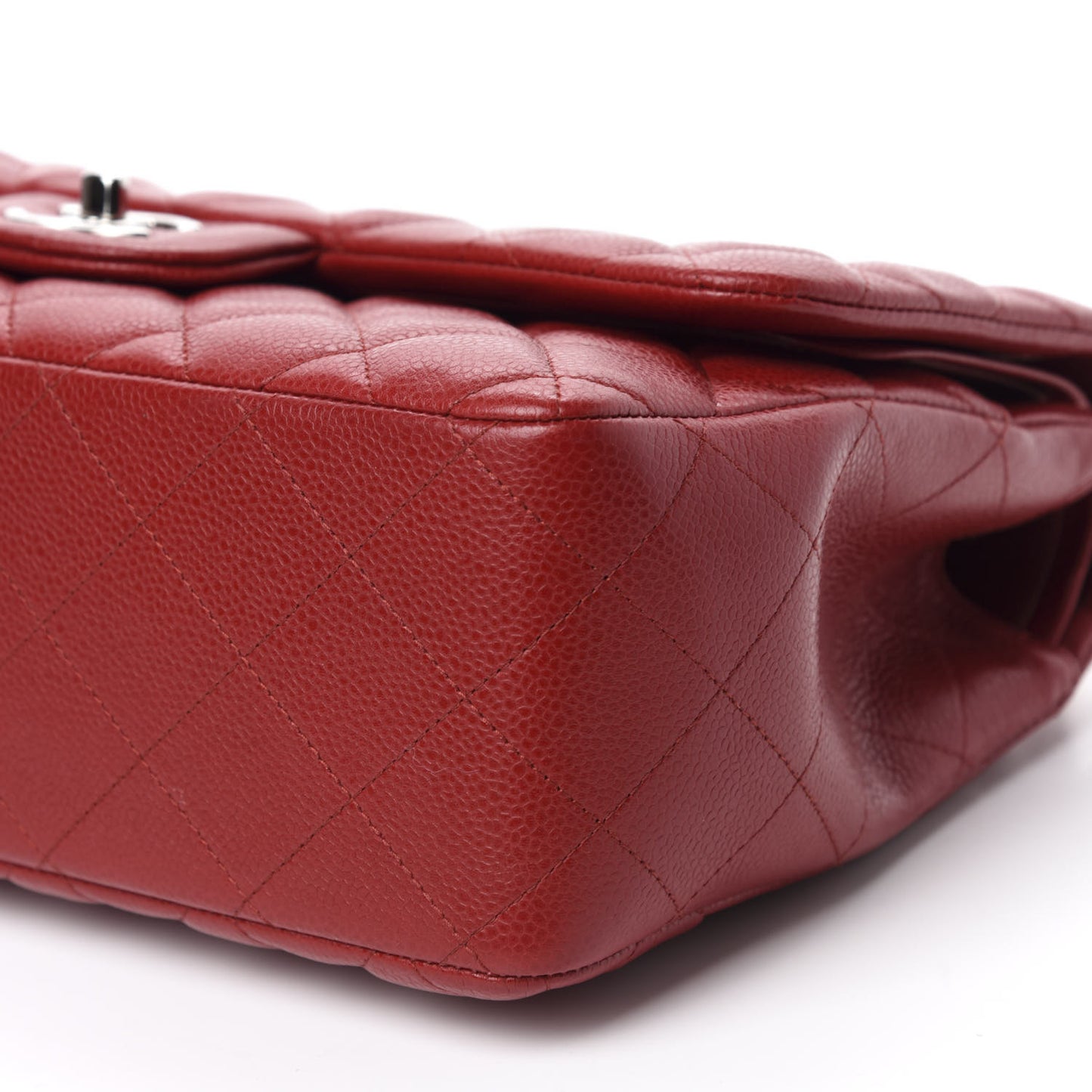 Caviar Quilted Jumbo Double Flap Red