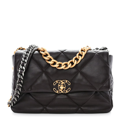 Chanel Lambskin Quilted Large Chanel 19 Flap Dark Brown 1 of 10