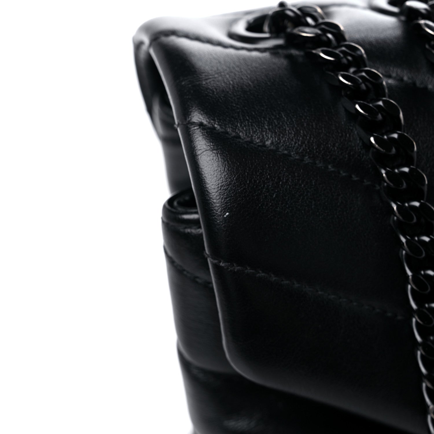 Saint Laurent Calfskin Y Quilted Monogram MonochromeMedium Loulou Chain Satchel Black 18 of 18