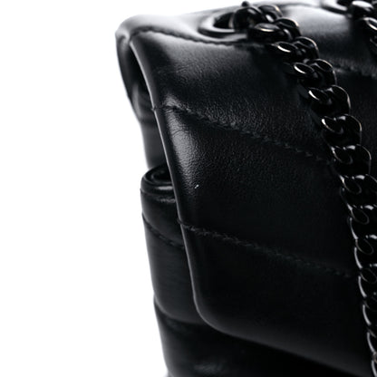 Saint Laurent Calfskin Y Quilted Monogram MonochromeMedium Loulou Chain Satchel Black 18 of 18