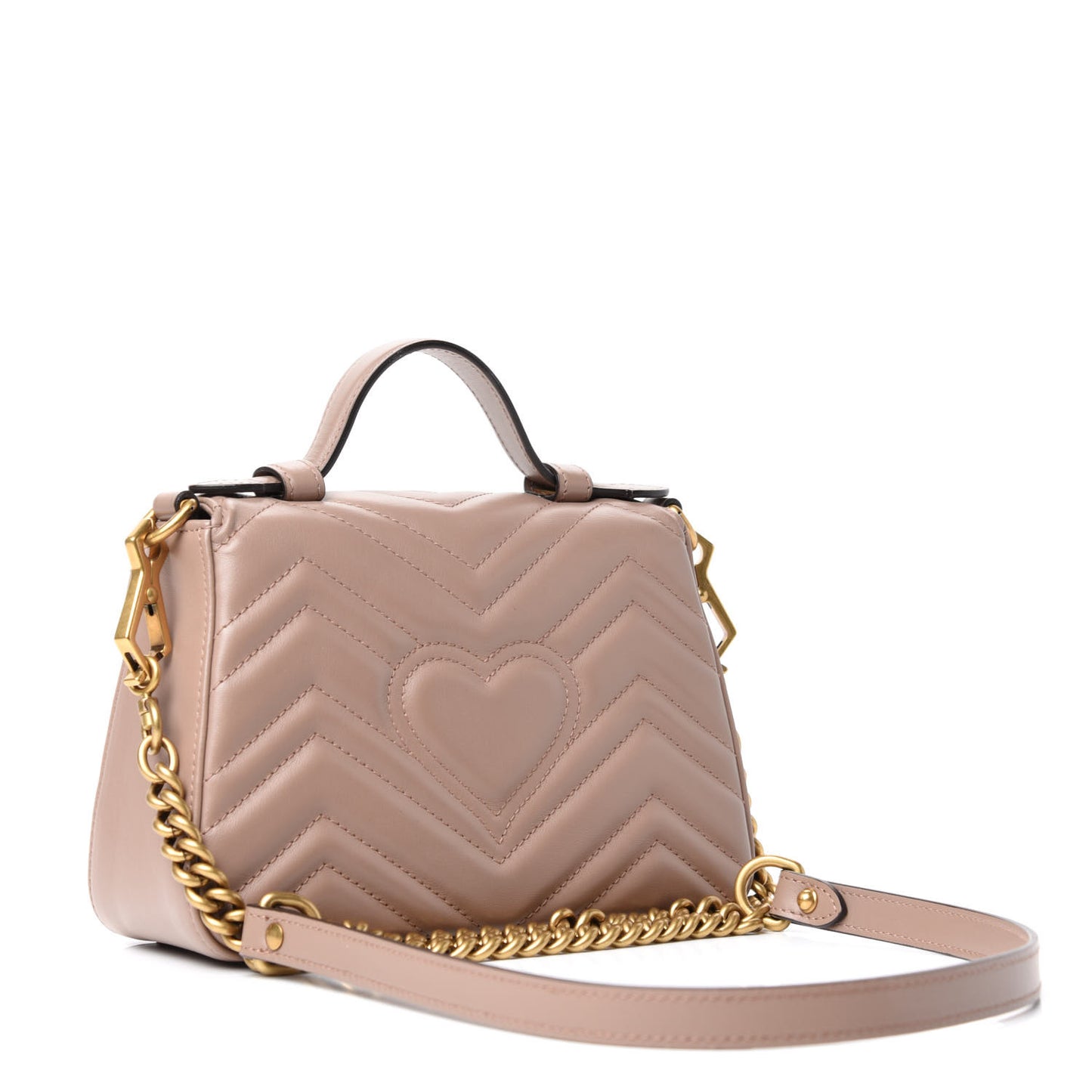 Calfskin Matelasse Mini GG Marmont Top Handle Shoulder Bag Porcelain Rose