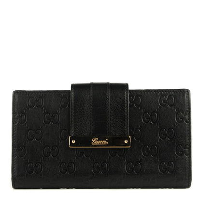 Gucci Guccissima Ladies Web Long Wallet Black 1 of 7