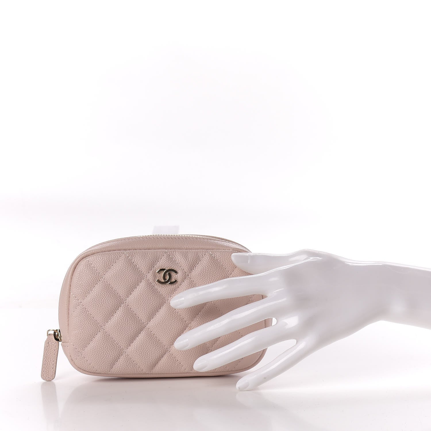 Chanel Caviar Quilted Small Curvy Pouch Cosmetic Case Light Pink 2 of 8