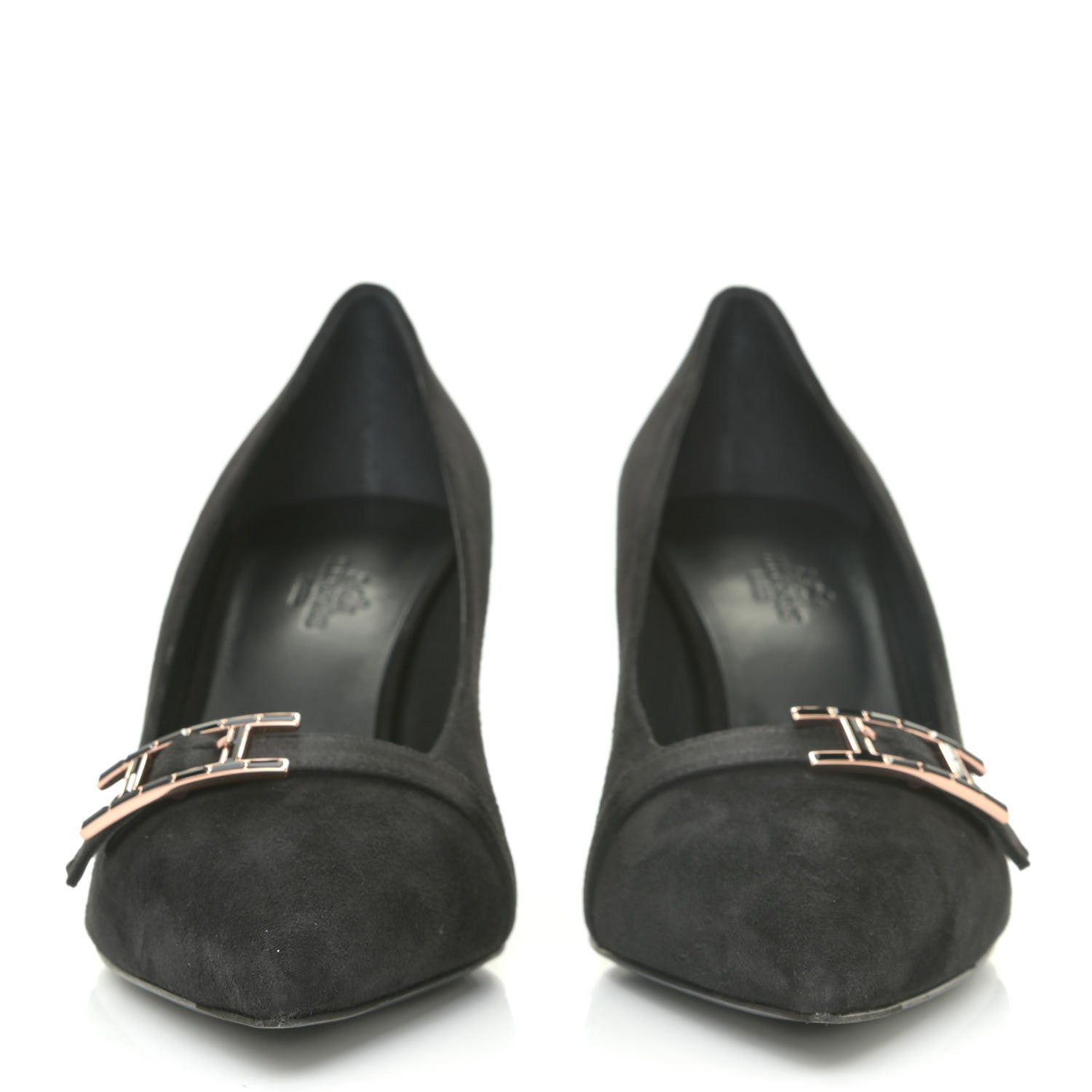 Hermes Chevre Velours Blush Pumps 39 Black 2 of 11
