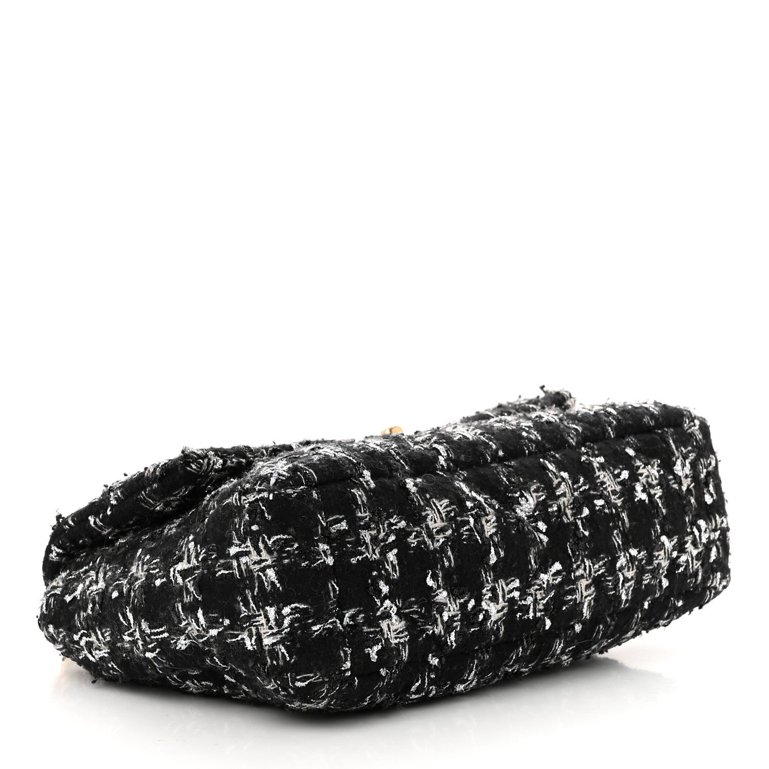 Chanel Tweed Quilted Large Chanel 19 Flap Black Silver Ecru 4 of 11