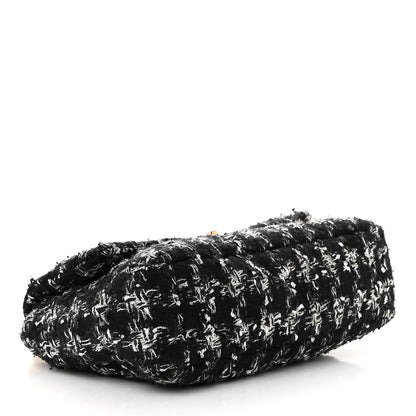 Chanel Tweed Quilted Large Chanel 19 Flap Black Silver Ecru 4 of 11