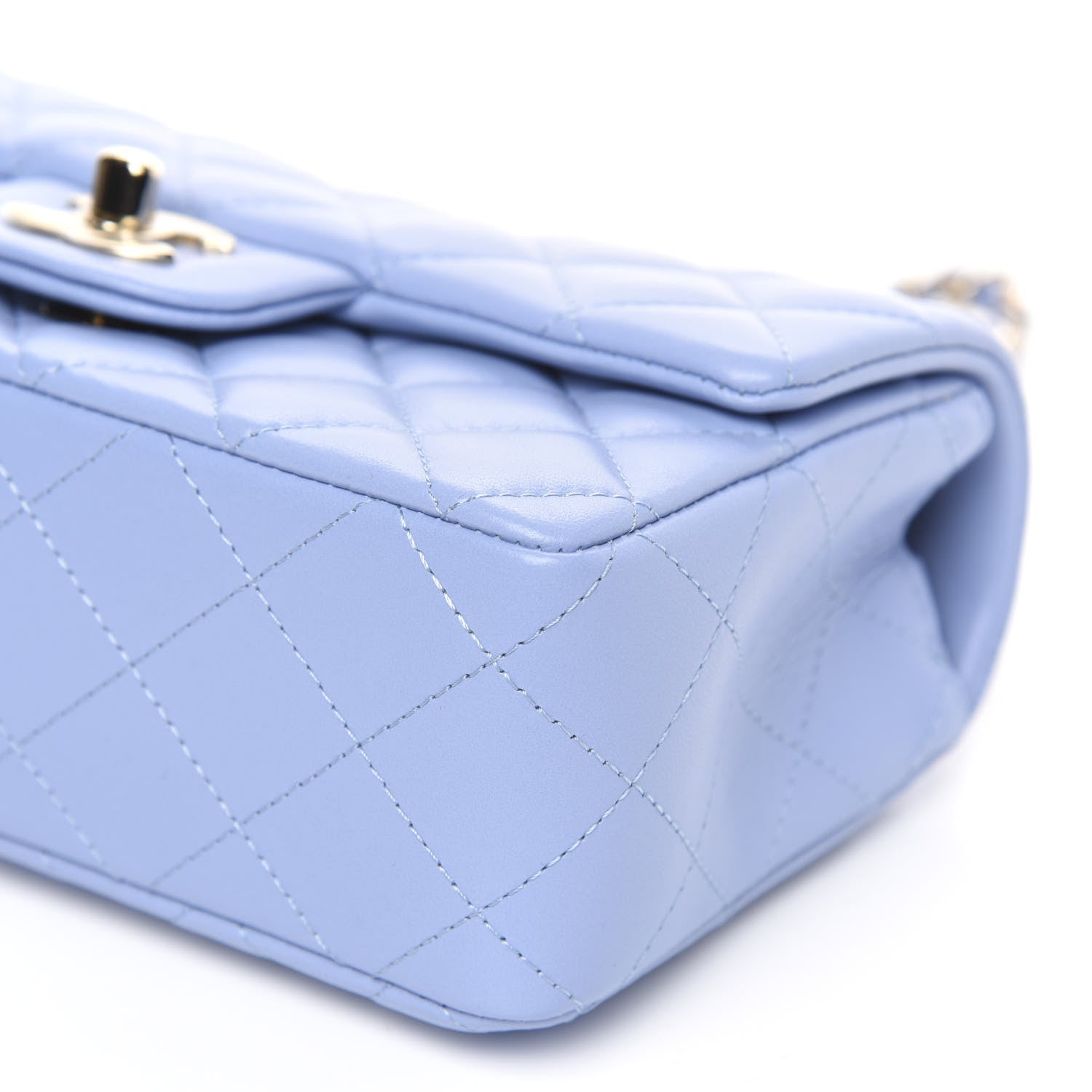 Chanel Lambskin Quilted Mini Rectangular Flap Light Blue 9 of 10
