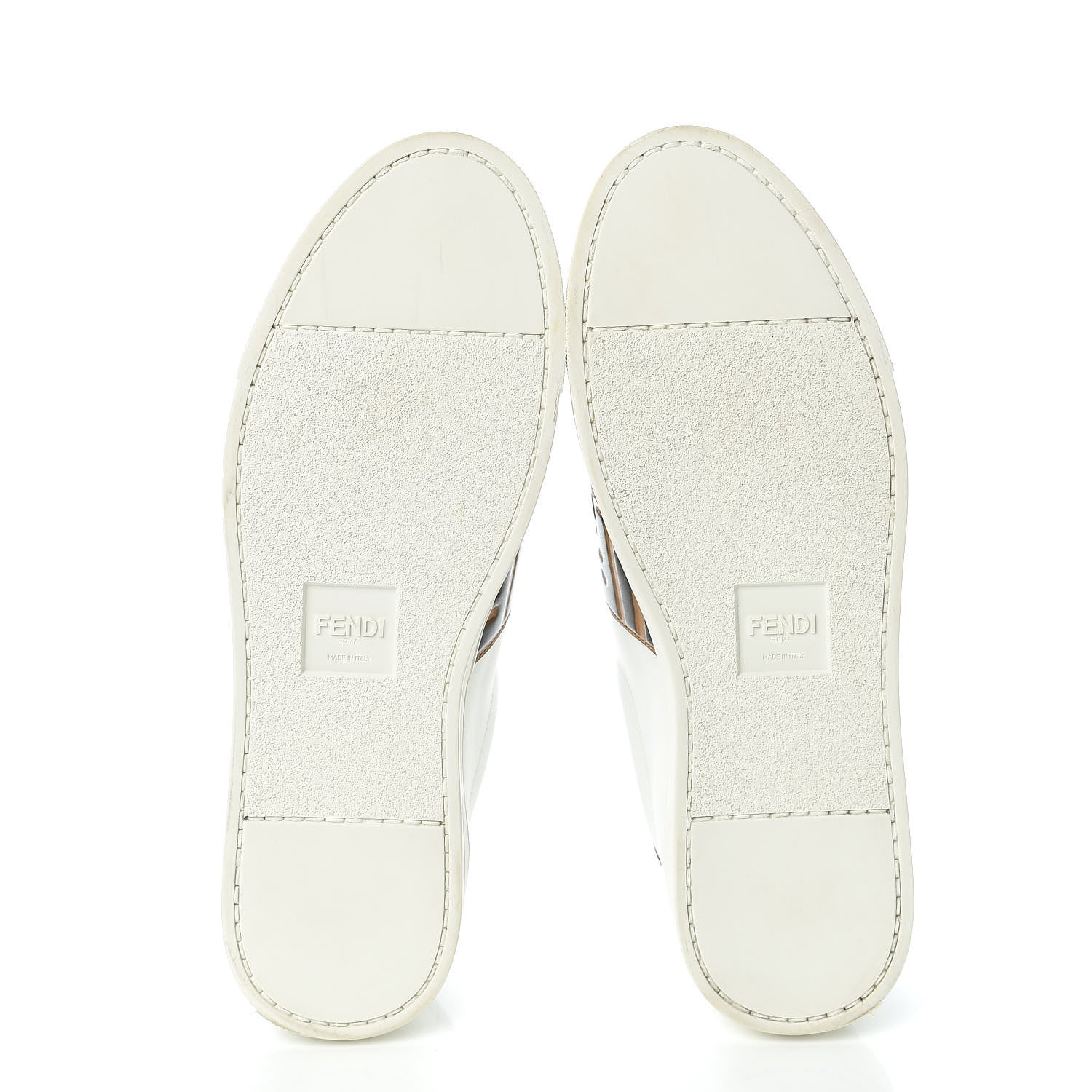 Fendi Vitello FF Embossed Pearland Slip On Sneakers 40 White Tobacco Moro 5 of 9