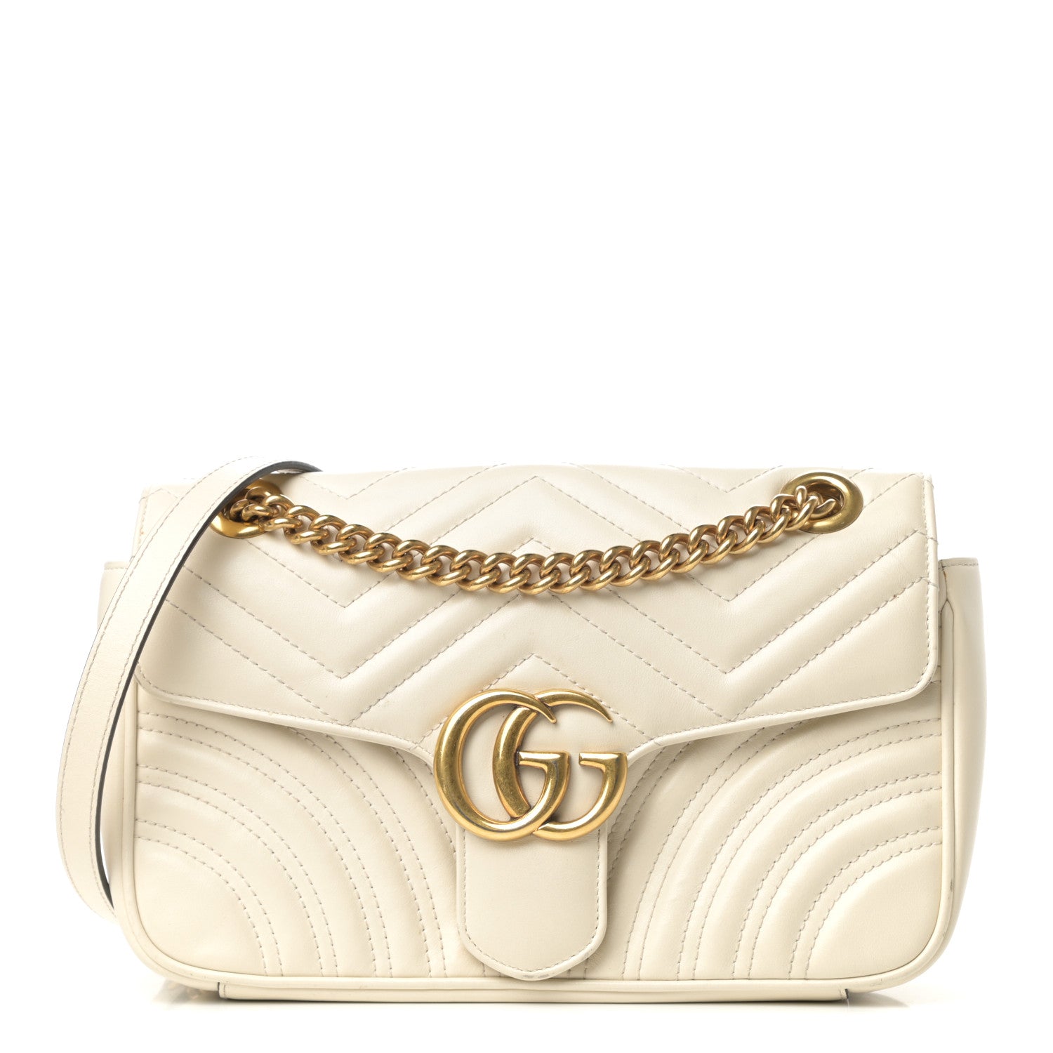 Gucci Calfskin Matelasse Small GG Marmont Shoulder Bag White 1 of 10