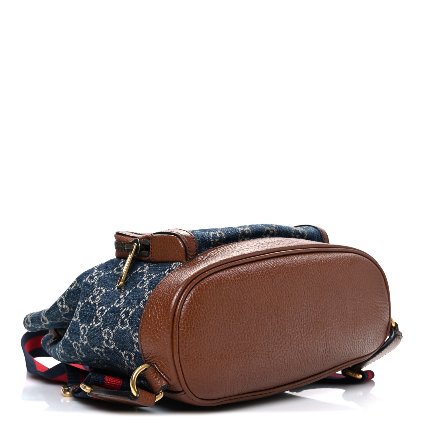 Gucci New Denim GG Monogram Retro Interlocking G Buckle Backpack Blue Tea Cuir 4 of 10