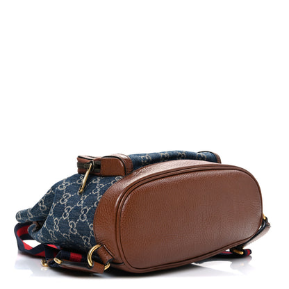 Gucci New Denim GG Monogram Retro Interlocking G Buckle Backpack Blue Tea Cuir 4 of 10