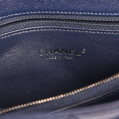 Chanel Caviar Lizard Quilted Medium Coco Handle Flap Navy 6 of 7