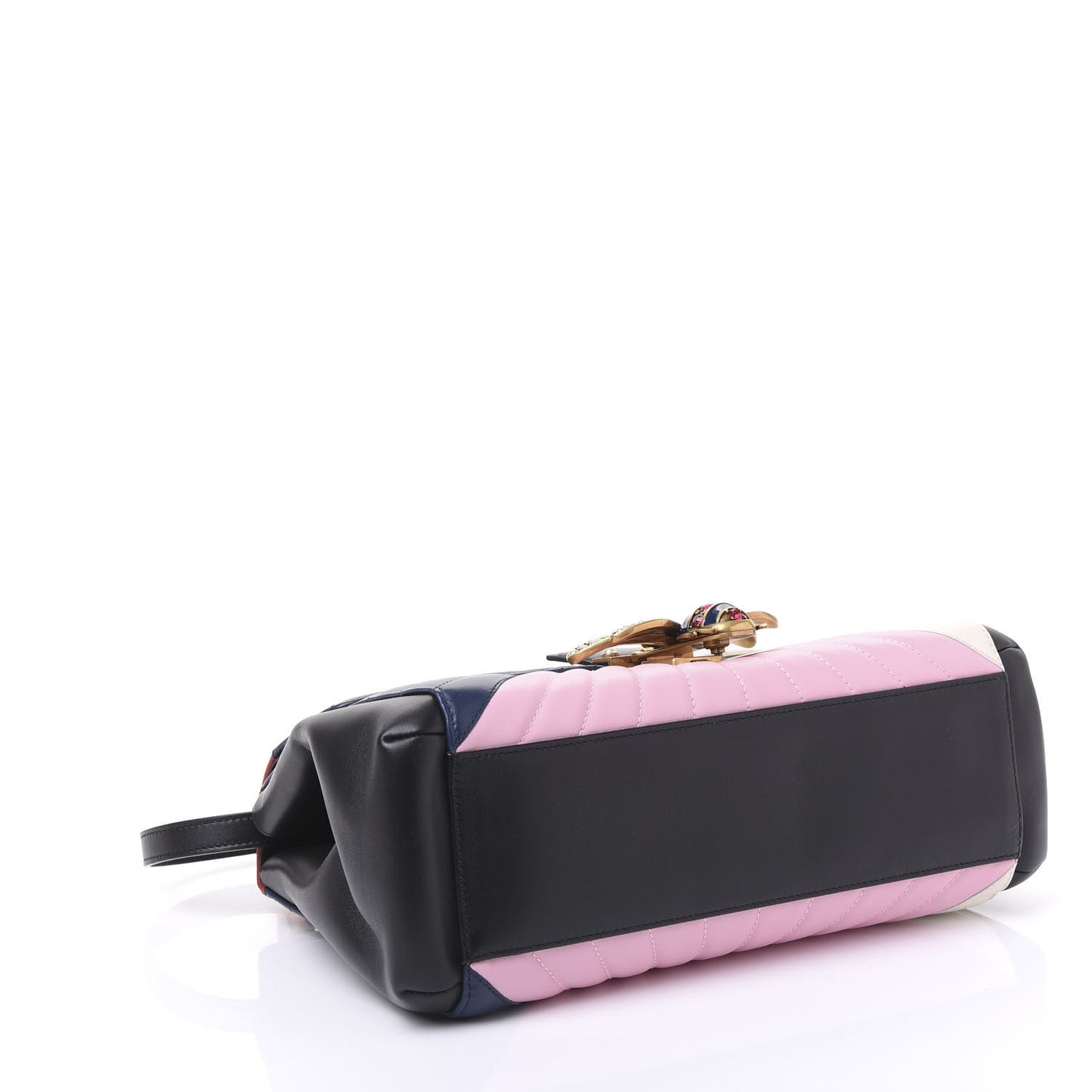 Calfskin Bamboo Trapuntata Queen Margaret Top Handle Bag Blue Agata Hibiscus Red Mystic White Sugar Pink