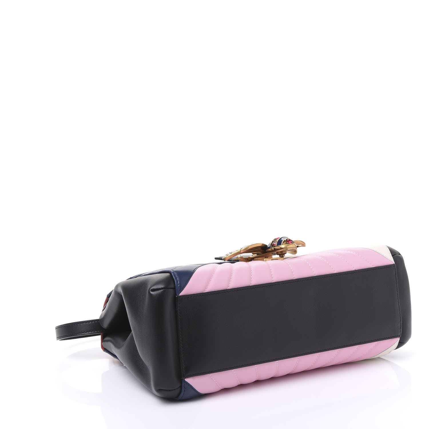 Gucci Calfskin Bamboo Trapuntata Queen Margaret Top Handle Bag Blue Agata Hibiscus Red Mystic White Sugar Pink 3 of 10