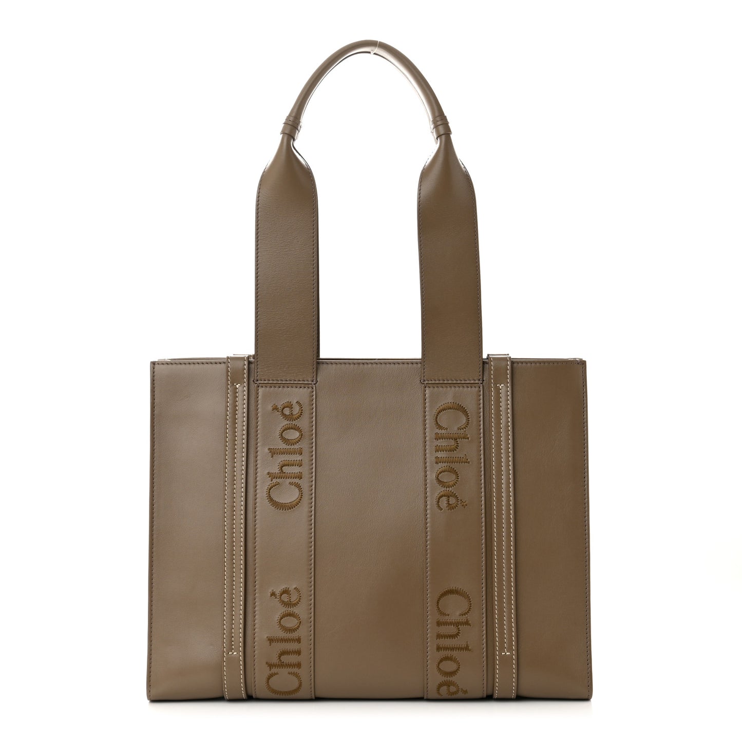 Calfskin Medium Woody Tote Army Green