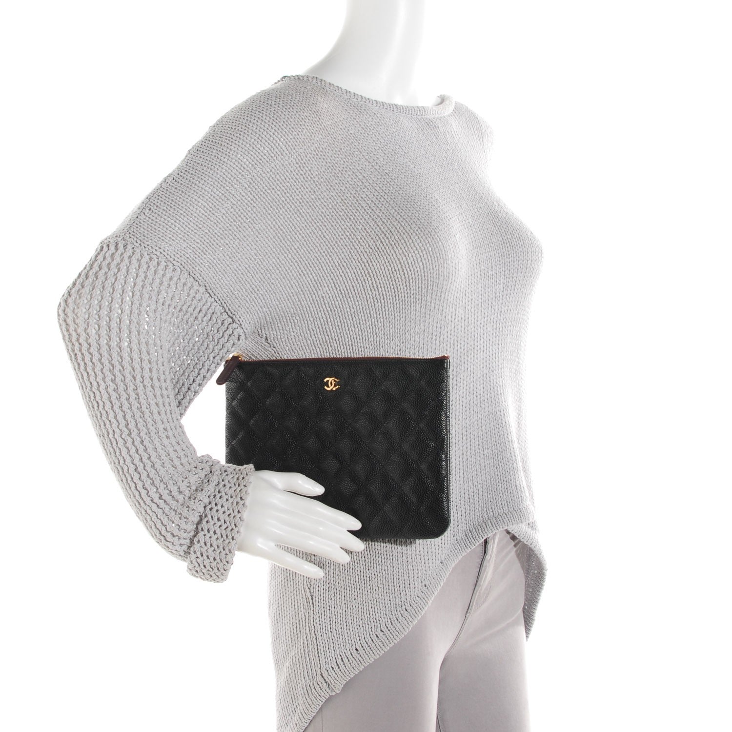 Chanel Caviar Quilted Medium Cosmetic Case Black 2 of 8