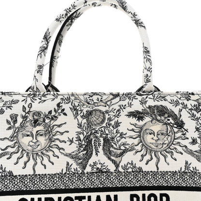 Christian Dior Canvas Embroidered Large Toile De Jouy Soleil Book Tote Black White 7 of 10