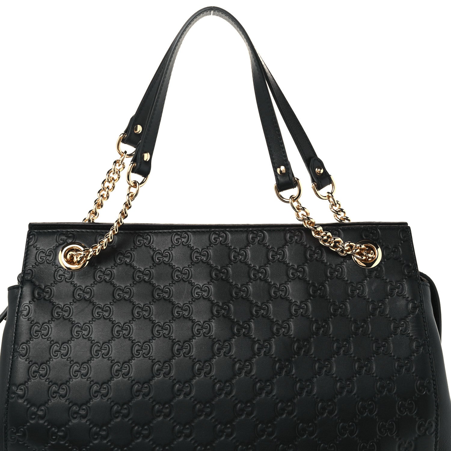 Gucci Guccissima Signature Large Shoulder Tote Bag Black 8 of 10
