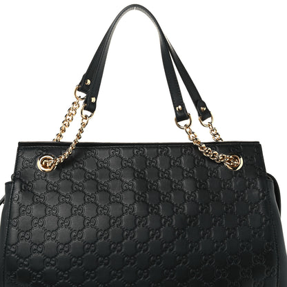 Gucci Guccissima Signature Large Shoulder Tote Bag Black 8 of 10