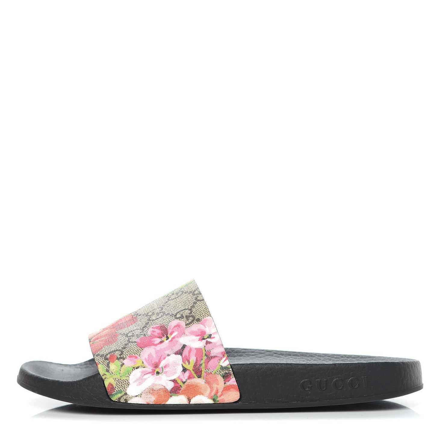 GG Supreme Monogram Blooms Slide Sandals 37 Beige Multicolor
