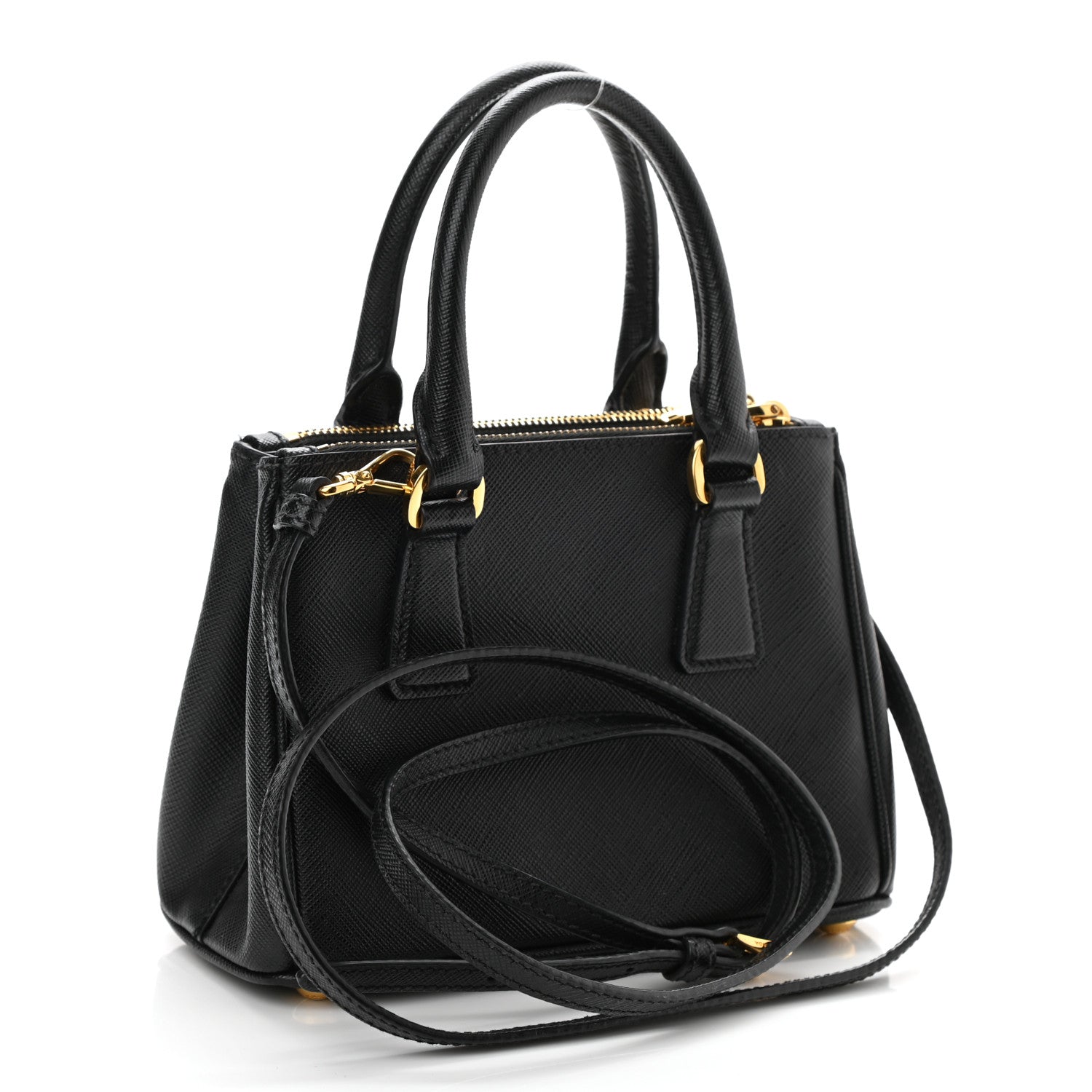 Prada Saffiano Lux Micro Galleria Double Zip Tote Black 3 of 8