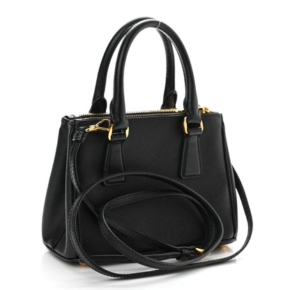 Prada Saffiano Lux Micro Galleria Double Zip Tote Black 3 of 8