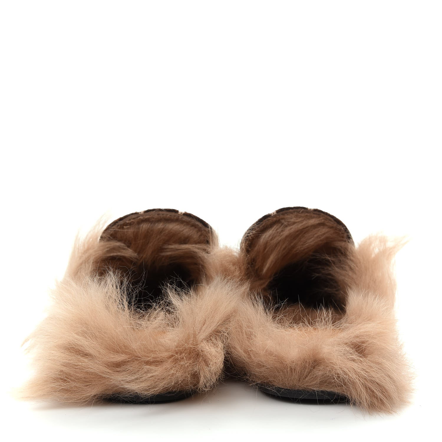 Gucci Velvet GG Monogram Fur Womens Princetown Slippers 37 Brown Black Natural 7 of 10