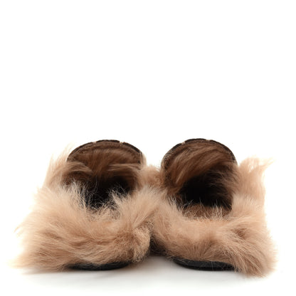 Gucci Velvet GG Monogram Fur Womens Princetown Slippers 37 Brown Black Natural 7 of 10