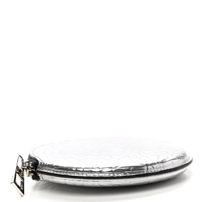 Loewe Metallic Calfskin Embossed Anagram Cookie Zip Coin Purse Silver 4 of 8