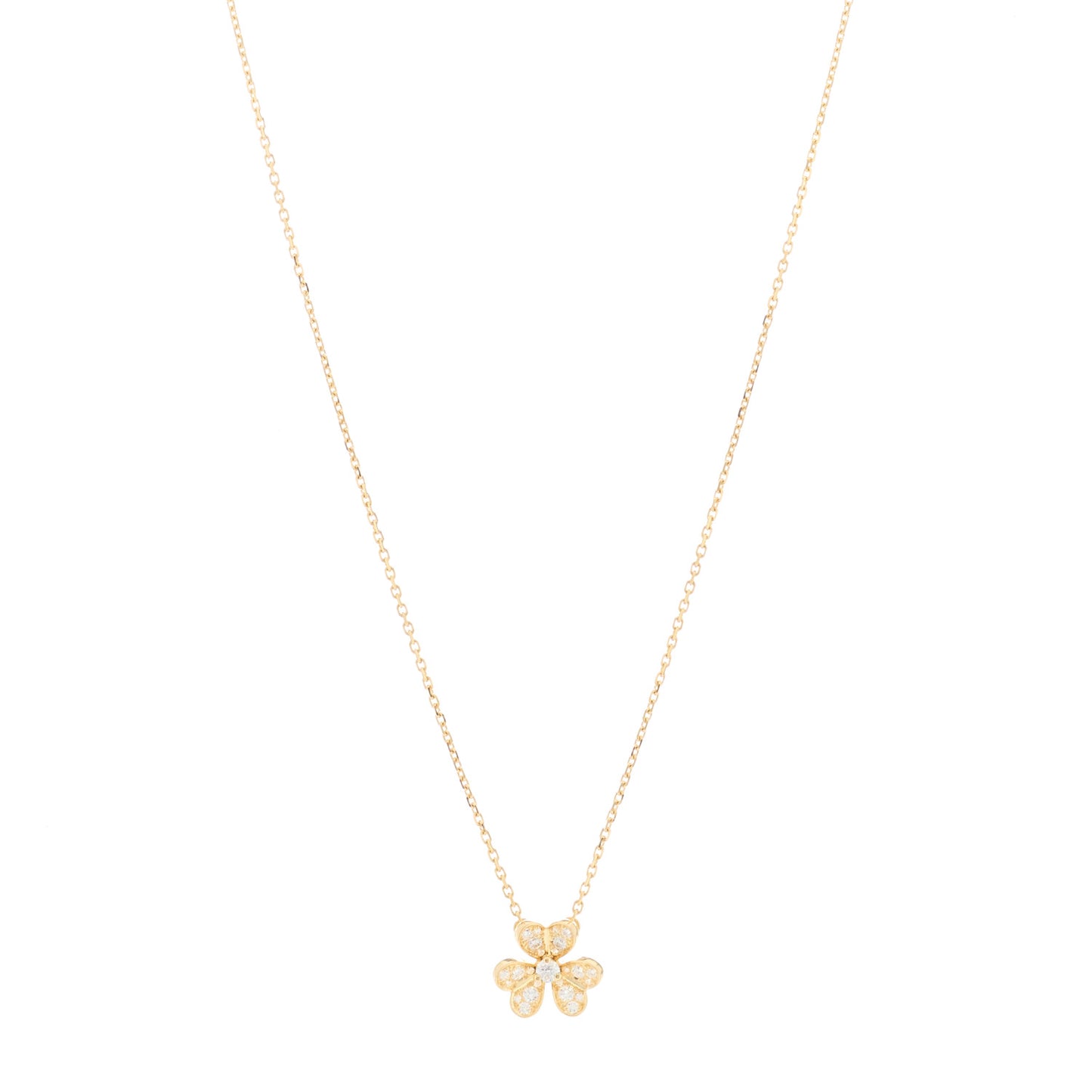 18K Yellow Gold Diamond Mini Frivole Pendant Pave Necklace