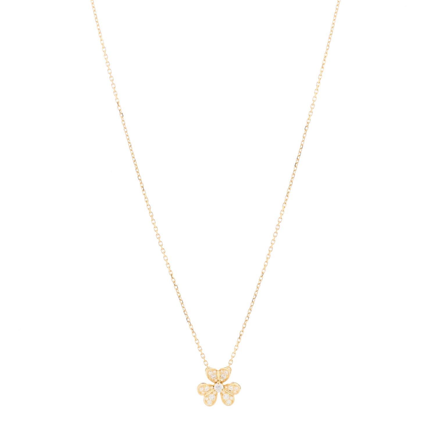 Van Cleef & Arpels 18K Yellow Gold Diamond Mini Frivole Pendant Pave Necklace 1 of 6