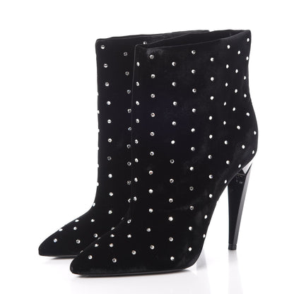 Saint Laurent Velluto Master Crystal Freja Ankle Booties 40 Black 3 of 9