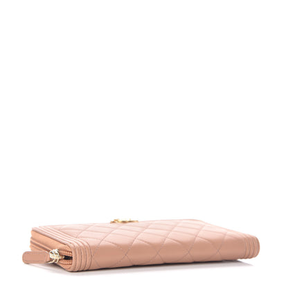 Chanel Lambskin Quilted Boy Zip Around Wallet Beige 4 of 8