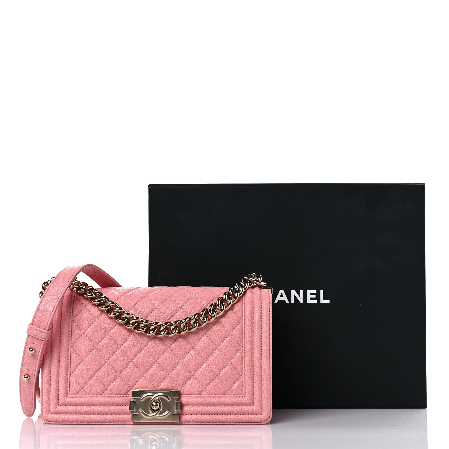 Chanel Caviar Quilted Medium Boy Flap Powder Pink 12 of 12
