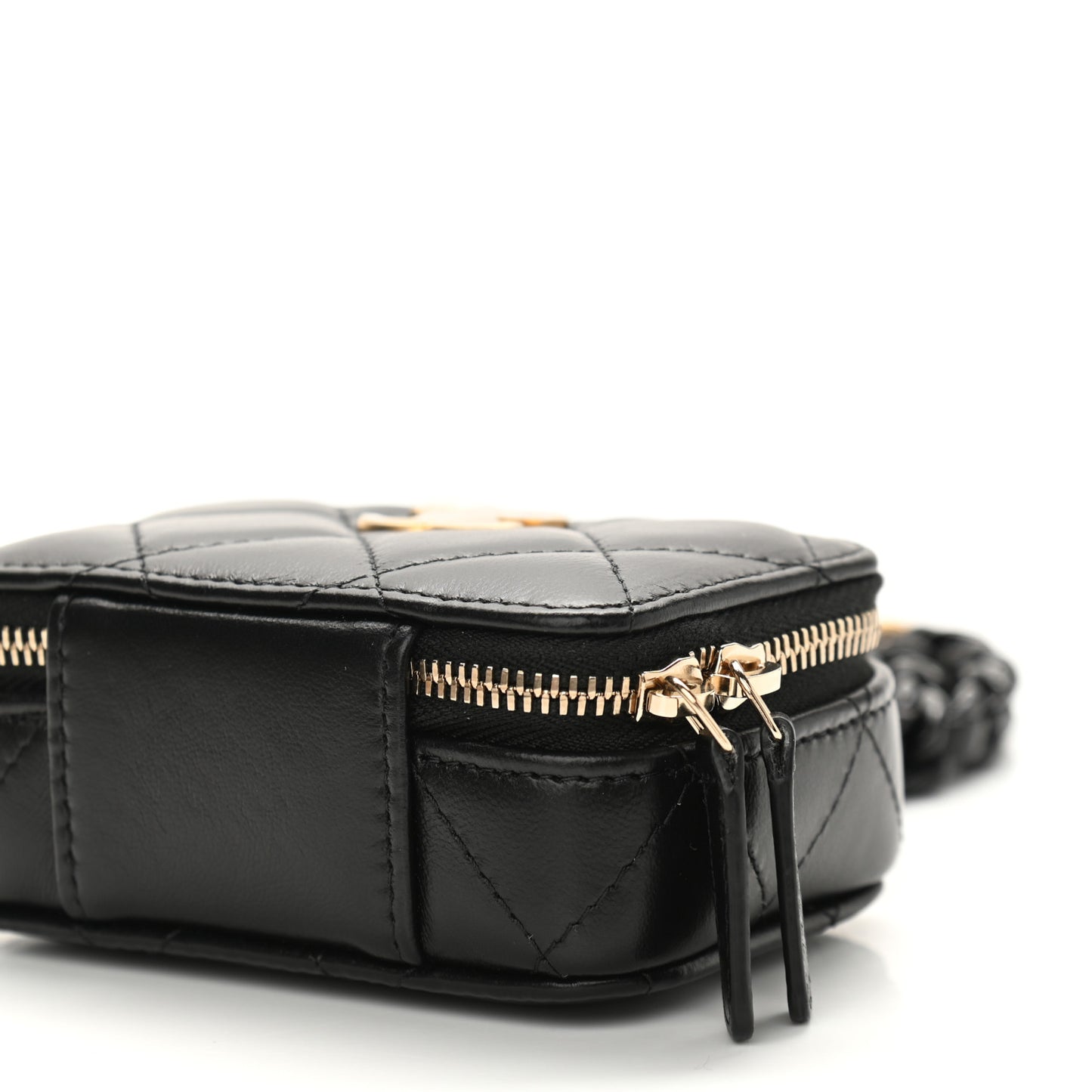 Lambskin Quilted Mini Lacquered Chain Clutch Black