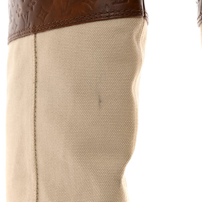 Louis Vuitton Canvas Calfskin Embossed Monogram Flat Seine Boots 37.5 10 of 10
