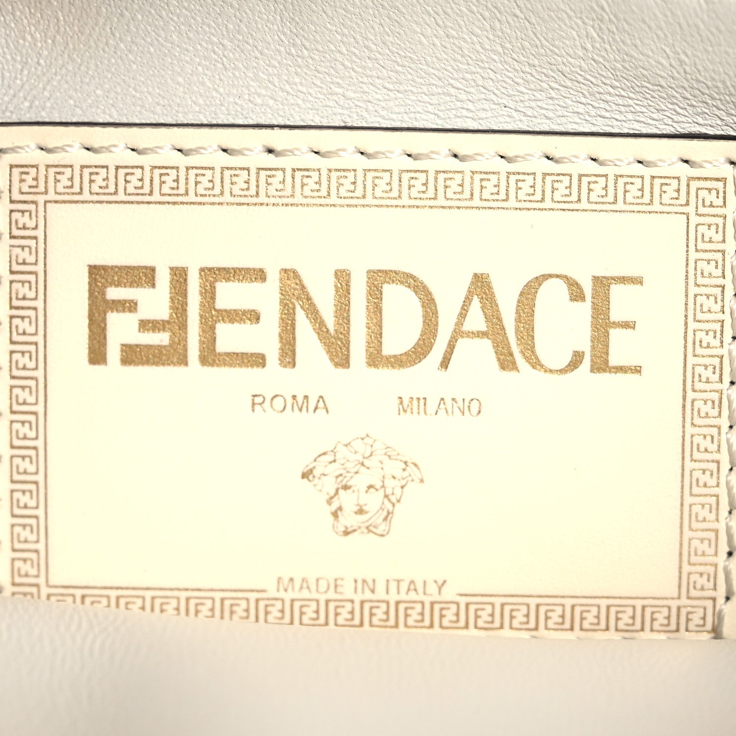 Fendi X VERSACE Vitello Seta Nappa Fendace FF Baroque Mini Peekaboo Iconic Satchel White Ice Gold 7 of 13