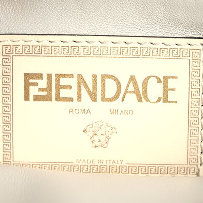 Fendi X VERSACE Vitello Seta Nappa Fendace FF Baroque Mini Peekaboo Iconic Satchel White Ice Gold 7 of 13