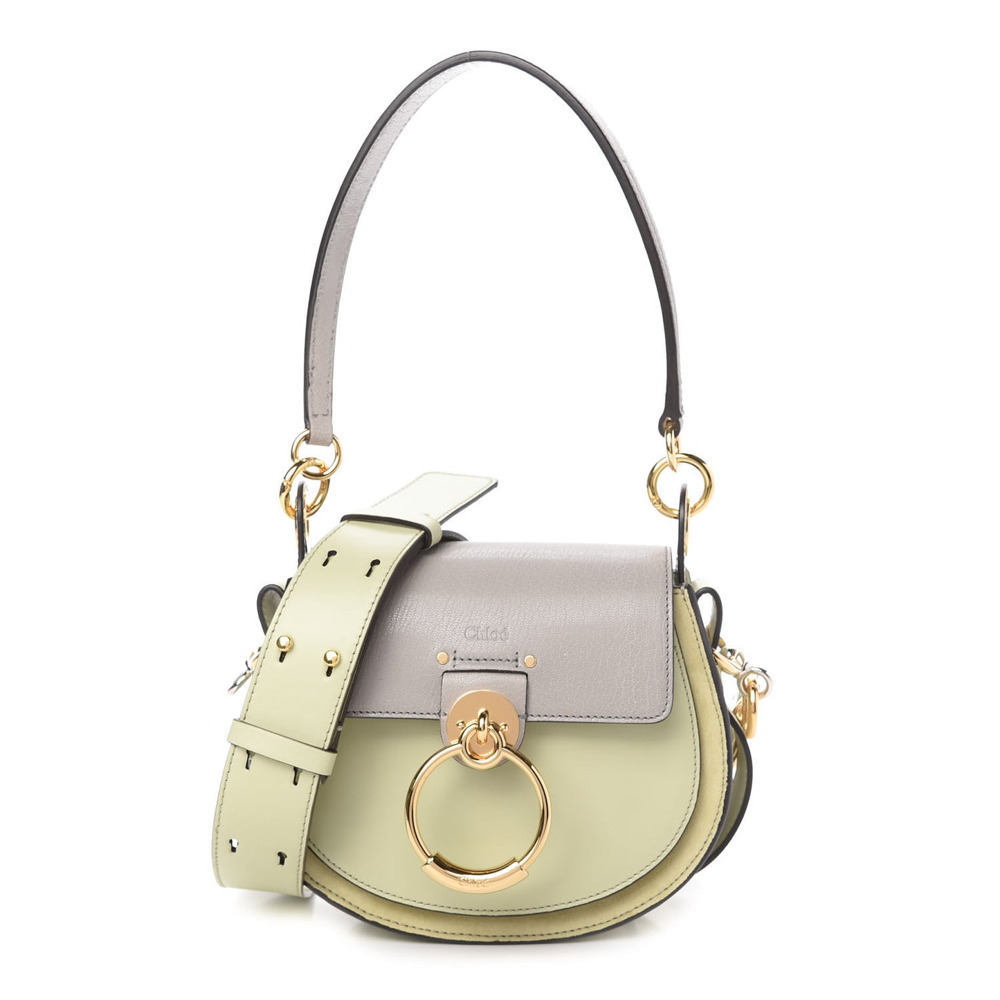 Goatskin Shiny Calfskin Small Tess Bag Stormy Grey