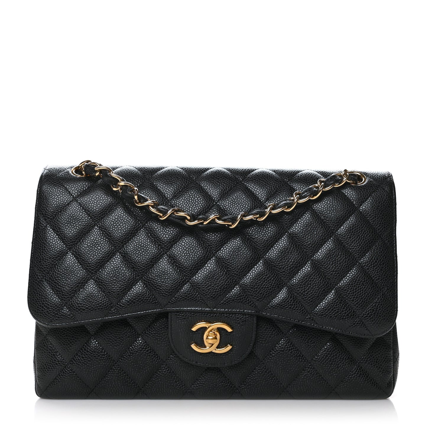 Caviar Quilted Jumbo Double Flap Black