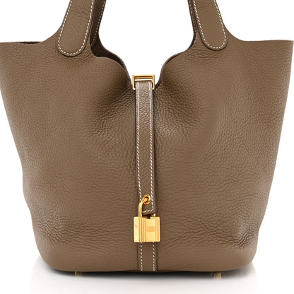 Hermes Taurillon Clemence Picotin Lock 22 MM Etoupe 8 of 11