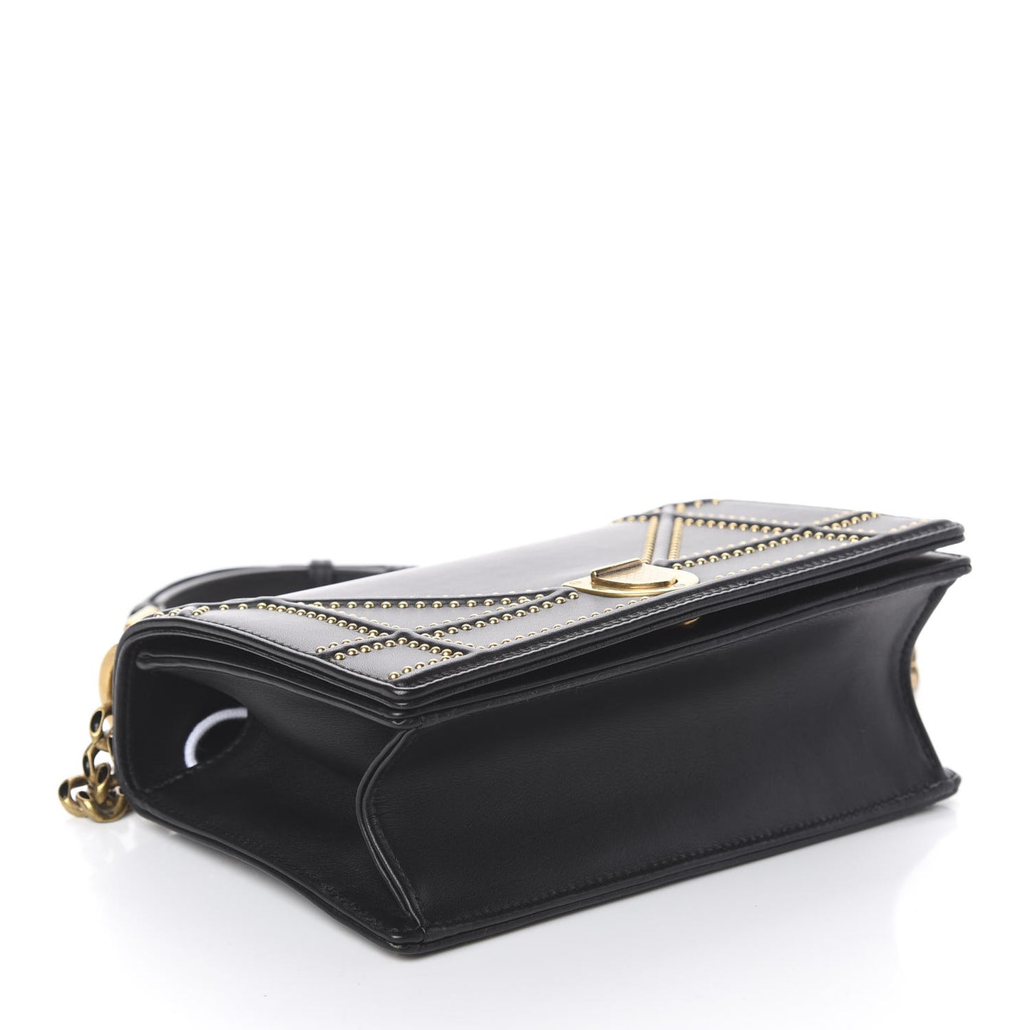 Calfskin Studded Small Diorama Flap Bag Black