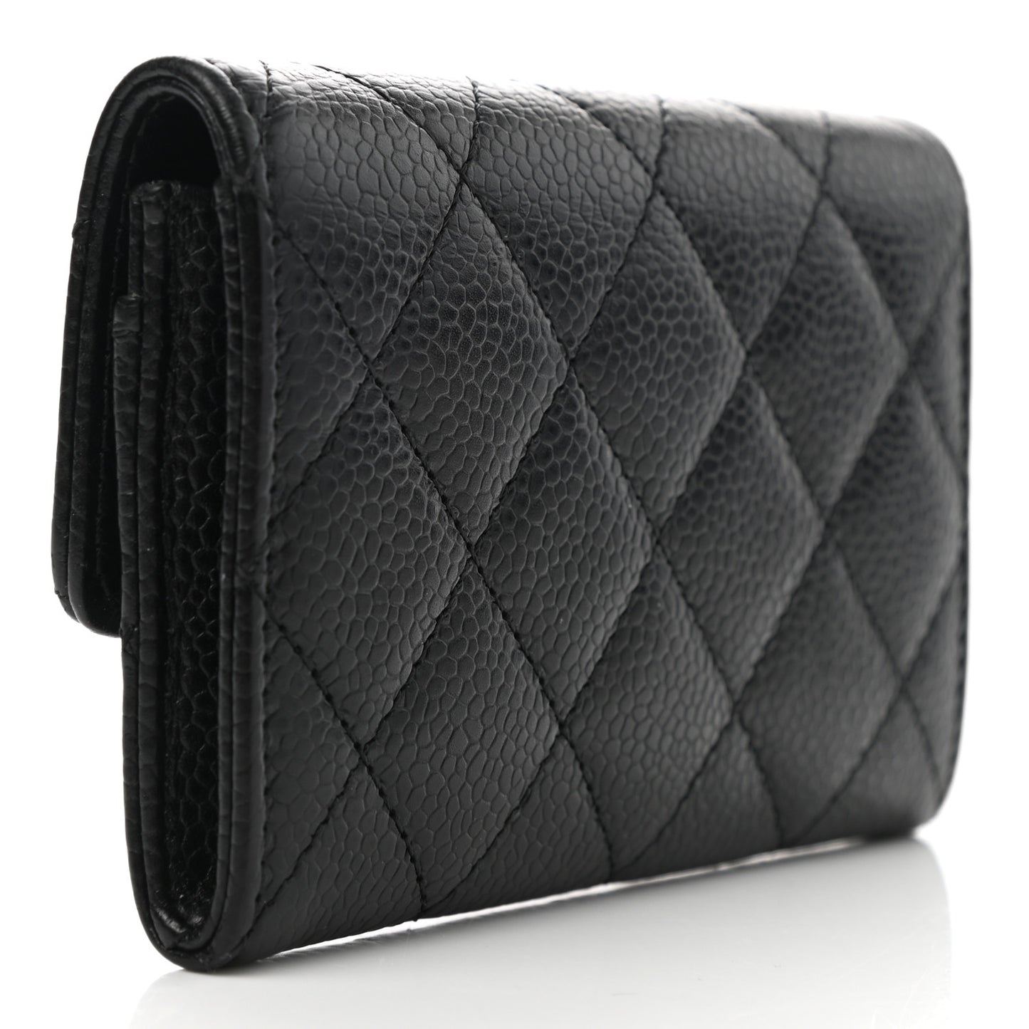 Caviar Quilted Flap Card Holder Black