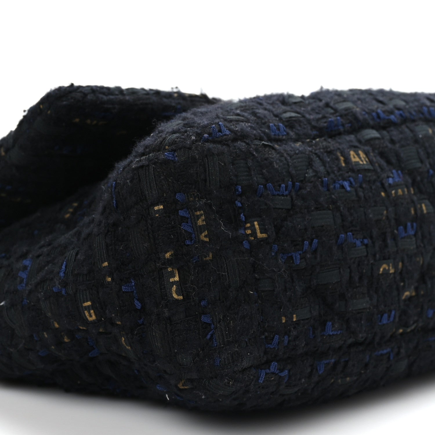 Chanel Tweed Quilted Large Chanel 19 Flap Black Navy Gold 8 of 9
