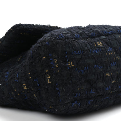 Chanel Tweed Quilted Large Chanel 19 Flap Black Navy Gold 8 of 9
