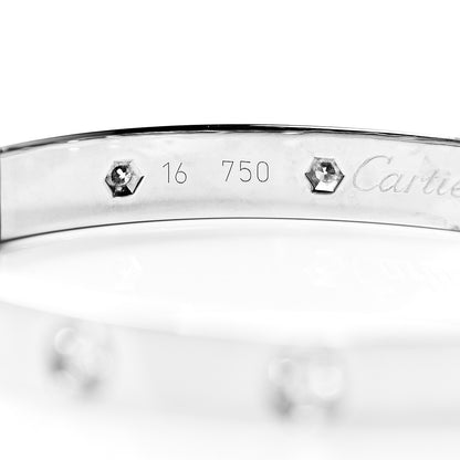 Cartier 18K White Gold 10 Diamond LOVE Bracelet 16 4 of 6